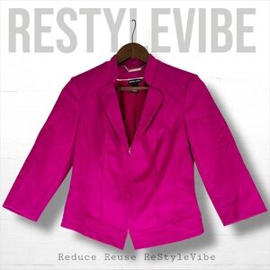WHITE HOUSE BLACK MARKET Women’s Size 0 Blazer Jacket Cropped Perfect Form Pink
